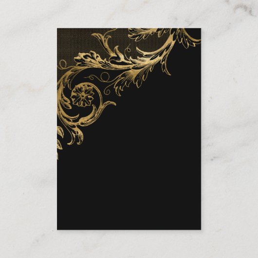 Details zur Hochzeit in der Black Gold Floral Dama Begleitkarte (Rückseite)