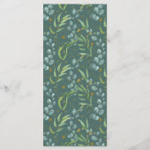 Details zur Hochzeit in der Eukalyptus-Gold-Zweigs Menükarte (Rückseite)