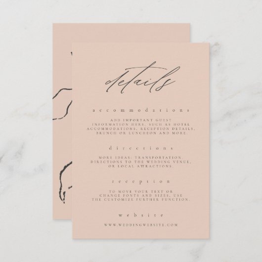 Details zur Hochzeit in der Fine Art Floral Begleitkarte (Vorne/Hinten)