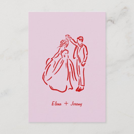 Details zur Hochzeit in der rosafarbenen Hand Begleitkarte (Rückseite)