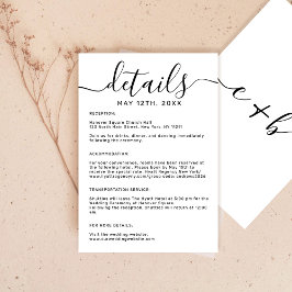 Details zur Hochzeit in der weißen Monogramm-Hochz Begleitkarte