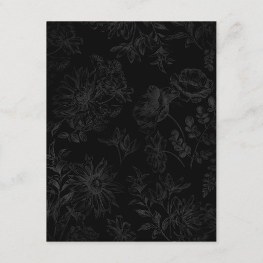 Details zur Hochzeit in einem eleganten Schwarzen  Begleitkarte (Rückseite)