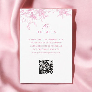 Details zur Hochzeit in Frankreich, Rosa Toile, QR Begleitkarte