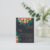 Details zur Hochzeit in gelbem Orange Florals Chic Begleitkarte (Stehend Vorderseite)