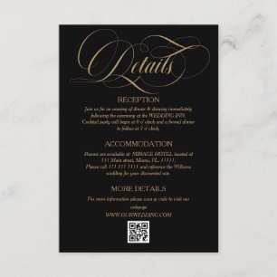 Details zur Hochzeit in Gold Black Begleitkarte