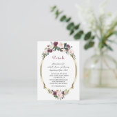 Details zur Hochzeit in Gold Burgundy Blush Begleitkarte (Stehend Vorderseite)