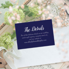 Details zur Hochzeit in Navy Blue Begleitkarte