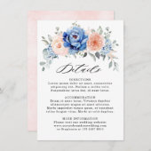 Details zur Hochzeit in Navy Blue Slate Dusty Blus Begleitkarte (Vorne/Hinten)