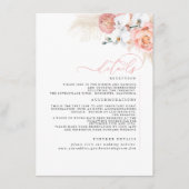 Details zur Hochzeit in Pampas Grass Rosa Blush Begleitkarte (Vorderseite)