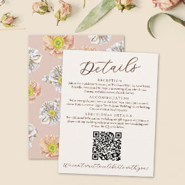 Details zur Hochzeit in Pink und Floral und QR-Cod Begleitkarte