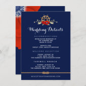 Details zur Hochzeit in Red White & Blue Begleitkarte (Vorne/Hinten)