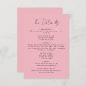 Details zur Hochzeit in Rosa Begleitkarte (Vorne/Hinten)