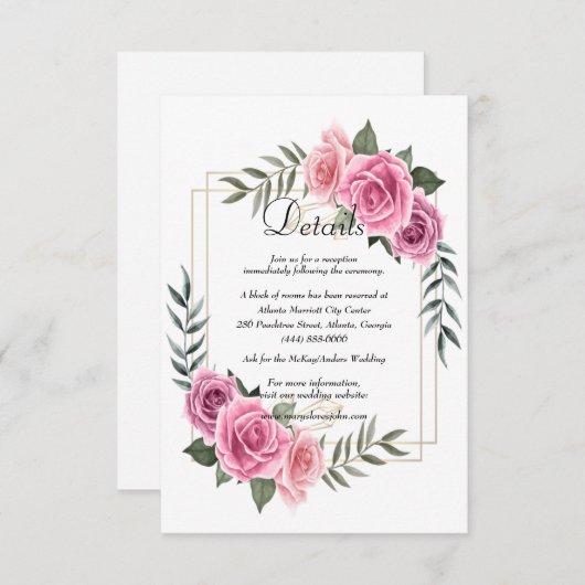 Details zur Hochzeit in Rosa, elegant geometrisch Dankeskarte (Vorne/Hinten)