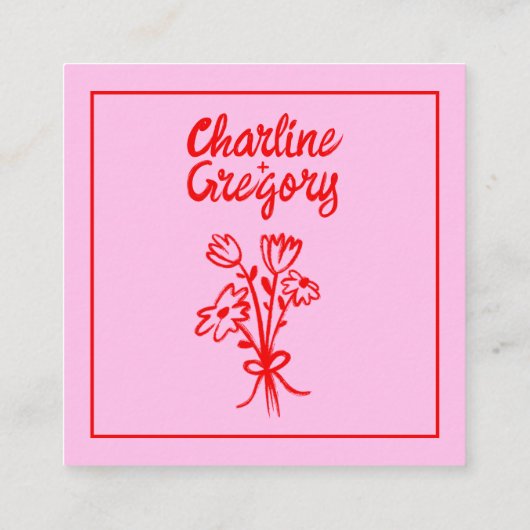 Details zur Hochzeit in Rosa und Rot Begleitkarte