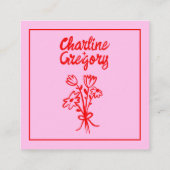 Details zur Hochzeit in Rosa und Rot Begleitkarte (Rückseite)