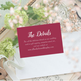 Details zur Hochzeit in Rot Begleitkarte