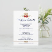 Details zur Hochzeit in Rot-Weiß und Blau Begleitkarte (Stehend Vorderseite)