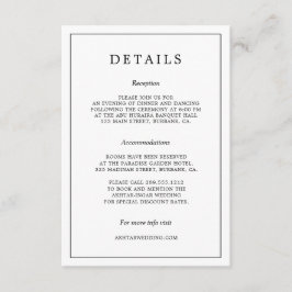 Details zur Hochzeit in Schwarz und Weiß Begleitkarte