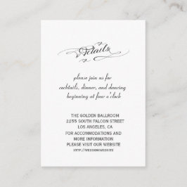 Details zur Hochzeit in Schwarz-Weiß-Kalligrafie Begleitkarte