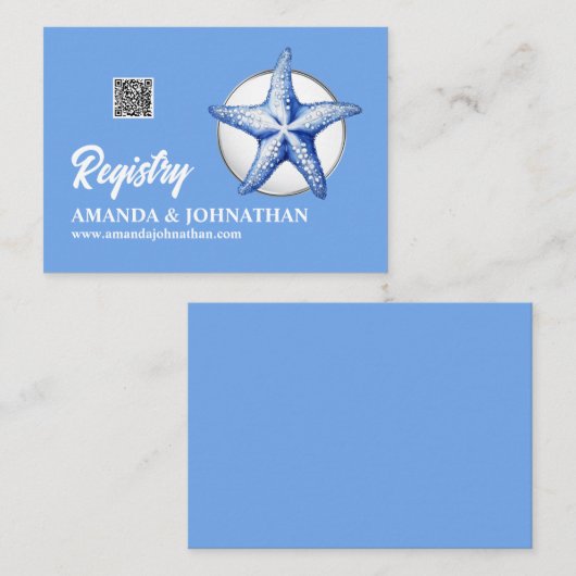 Details zur Hochzeit in Starfish-Blau Begleitkarte (Vorne/Hinten)