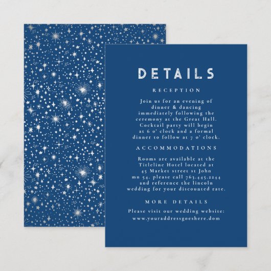 Details zur Hochzeit in Starry Night Celestial Begleitkarte (Vorne/Hinten)