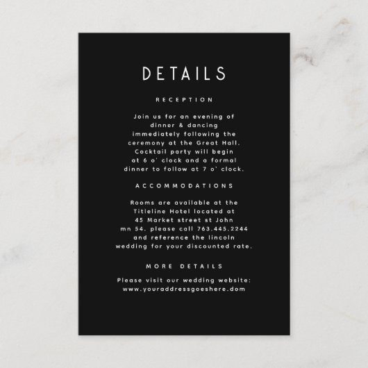 Details zur Hochzeit in Starry Night Celestial Bla Begleitkarte (Vorderseite)