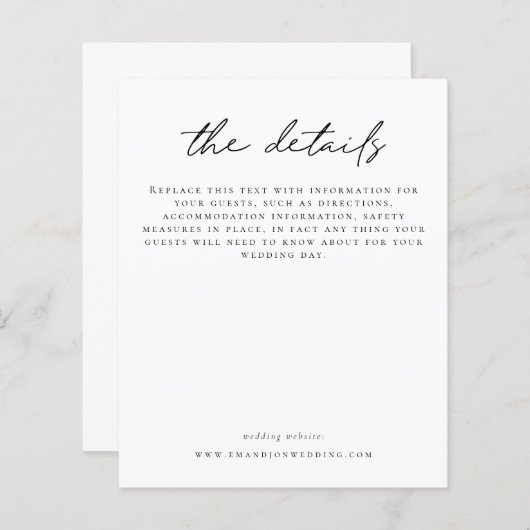 Details zur Hochzeit - Informelle Skriptumgebung (Vorne/Hinten)