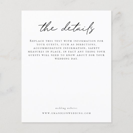 Details zur Hochzeit - Informelle Skriptumgebung (Vorderseite)