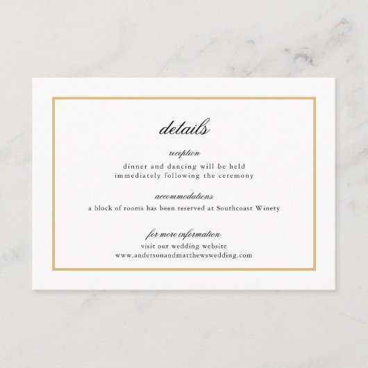 Details zur Hochzeit mit elegantem Script an der G Begleitkarte (Vorderseite)