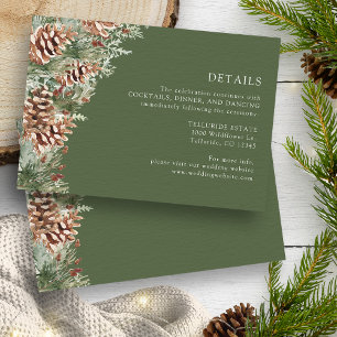 Details zur Hochzeit mit grüner Tanne Begleitkarte