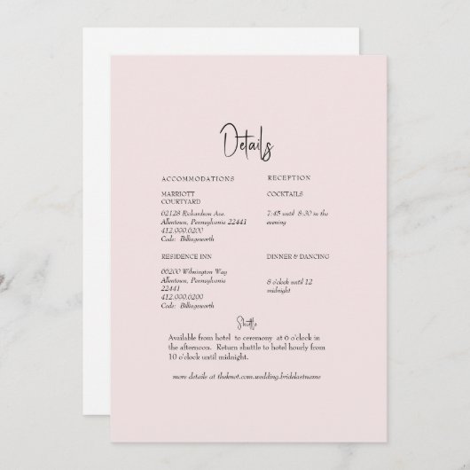 Details zur Hochzeit mit hellblütendem Blumenmuste Einladung (Vorne/Hinten)