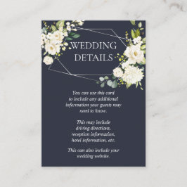 Details zur Hochzeit mit Silbergeometrie, blau-wei Begleitkarte