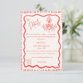 Details zur Hochzeit mit weißem, handgezogenem Bow Begleitkarte (Stehend Vorderseite)