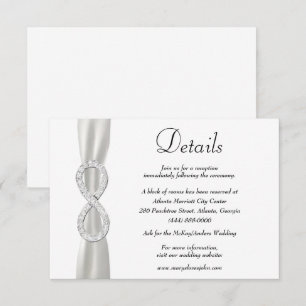 Details zur Hochzeit mit weißem Ribbon Diamond Begleitkarte