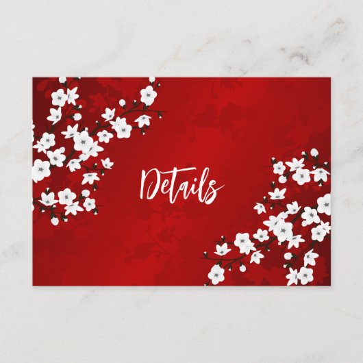Details zur Hochzeit mit weißen Kirschblüten Begleitkarte (Vorderseite)