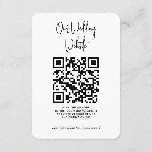 Details zur Hochzeit Qr Code Einfach Schwarz Minim Begleitkarte (Rückseite)