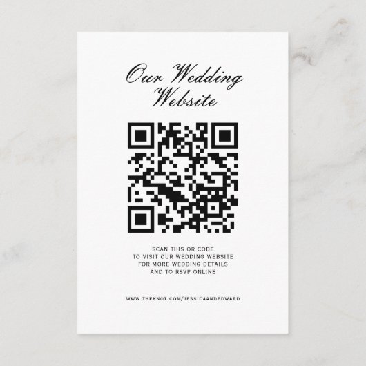 Details zur Hochzeit Qr Code Einfach Schwarz Minim Begleitkarte (Rückseite)
