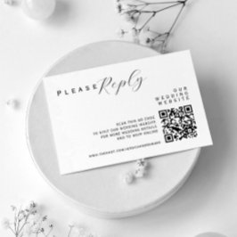 Details zur Hochzeit Qr Code Einfach Schwarz Minim Begleitkarte