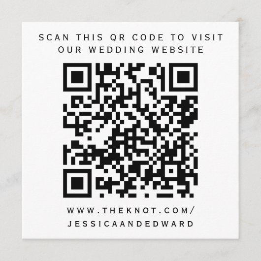 Details zur Hochzeit Qr Code Einfach Schwarz Minim Programm (Vorderseite)