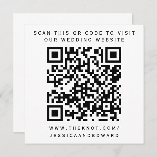 Details zur Hochzeit Qr Code Einfach Schwarz Minim Programm (Vorne/Hinten)