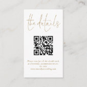 Details zur Hochzeit QR Code Gold Script Begleitkarte (Vorderseite)