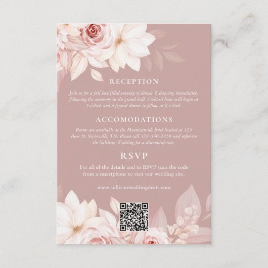 Details zur Hochzeit und UAWG von Blush Bloral Begleitkarte (Vorderseite)