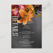 Details zur Hochzeit von Black Moody Gothic Orange Begleitkarte (Vorderseite)