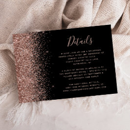 Details zur Hochzeit von Black Rose Gold Glitzer E Begleitkarte