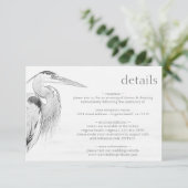 Details zur Hochzeit von Blue Heron Bird Begleitkarte (Stehend Vorderseite)