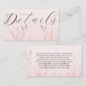 Details zur Hochzeit von Boho Blush Pink Foliage Begleitkarte (Vorne/Hinten)