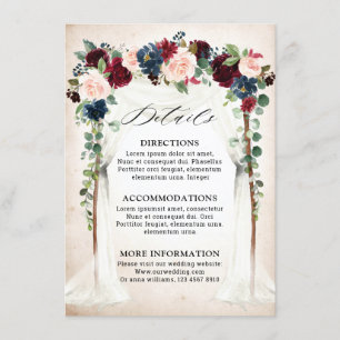 Details zur Hochzeit von Burgund Blush Navy Begleitkarte