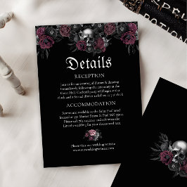 Details zur Hochzeit von Burgund Gothic Floral Sku Begleitkarte