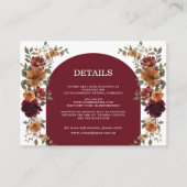 Details zur Hochzeit von Burgundy Burnt Orange Rus Begleitkarte (Vorderseite)