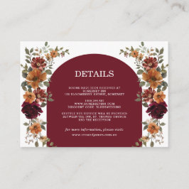Details zur Hochzeit von Burgundy Burnt Orange Rus Begleitkarte